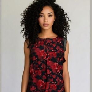 Red Floral Sleeveless Top Size xlarge
